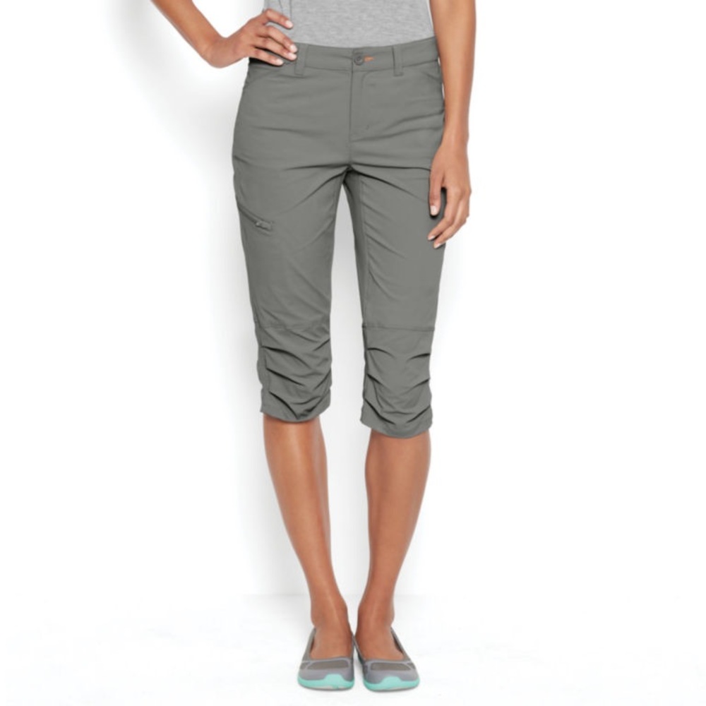 Orvis Jackson Quick Dry Stretch Capri Below Knee Bermuda Shorts UPF 50 14 Gray